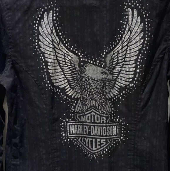 AUTH HARLEY DAVIDSON HD WOMENS LS BUTTON SHIRT. - Picture 3 of 13